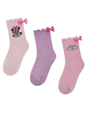 Mickey&Friends Zestaw 3 par wysokich skarpet dziecięcych ACCCS-SS25-327DSTC(3-PACK) Różowy