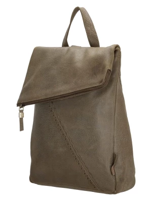 micmacbags Skórzany plecak "Marrakech" w kolorze khaki - 27 x 32 x 10 cm rozmiar: onesize