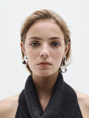 Midi Dzianinowa Sukienka Z Dekoltem Halter − Limited - Czarny - - Massimo Dutti - Kobieta