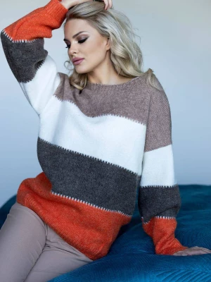 Mięciutki wełniany sweter w kolorowe paski PeeKaBoo