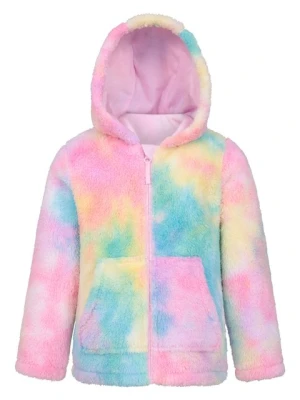 Miękka dziecięca bluza z kapturem zapinana na suwak, tęcza - Pink Mountain Warehouse
