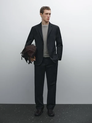Miękka Marynarka Z Mieszanki Bawełny - Niebieski - - Massimo Dutti - Mężczyzna