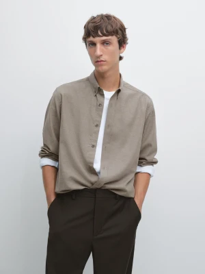 Miękka Melanżowa Koszula Regular Fit - Norkowy - - Massimo Dutti - Mężczyzna