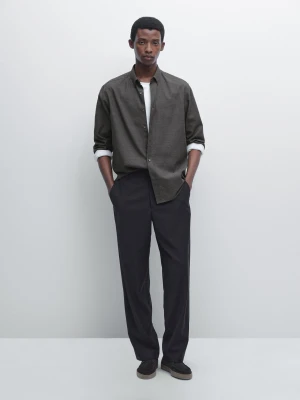 Miękka Melanżowa Koszula Regular Fit - Szary - - Massimo Dutti - Mężczyzna