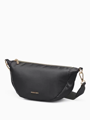 Miękka torebka półksiężyc czarna Puccini