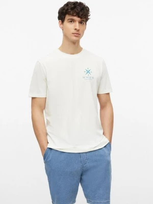 Miękki bawełniany T-shirt z nadrukiem z przodu s.Oliver kremowy