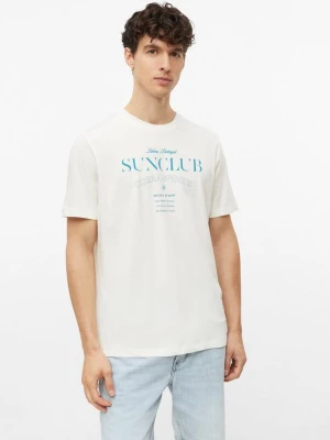 Miękki bawełniany T-shirt z nadrukiem z przodu s.Oliver kremowy