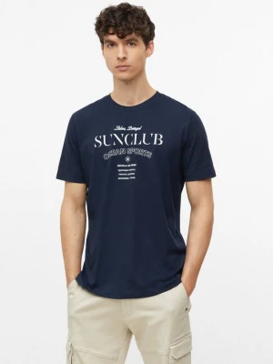 Miękki bawełniany T-shirt z nadrukiem z przodu s.Oliver niebieski
