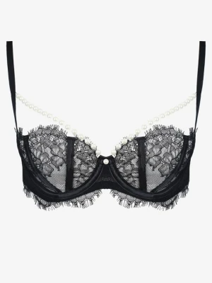 Miękki koronkowy biustonosz z perłami Pearls of Night Poupee Marilyn