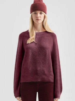 Miękki sweter z wzorem ajour QS czerwony
