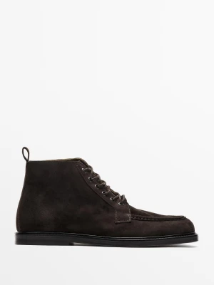Botki Ze Skóry Zamszowej Soft - Brązowy - Massimo Dutti - Male