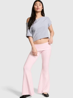 Miękkie legginsy modalowe Foldover Super Flare Victoria's Secret Różowy