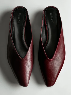 Miękkie Skórzane Buty Typu Mules - Bordowy - Massimo Dutti - Female
