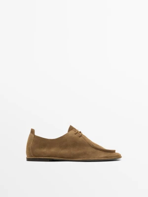 Miękkie Sznurowane Buty Skórzane - Wielbłądzi - - Massimo Dutti - Kobieta