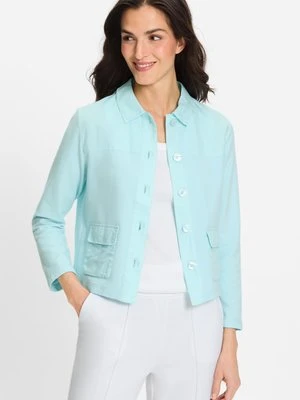 Miętowa bluza koszulowa damska z bawełną i lnem – Ocean Breeze Olsen