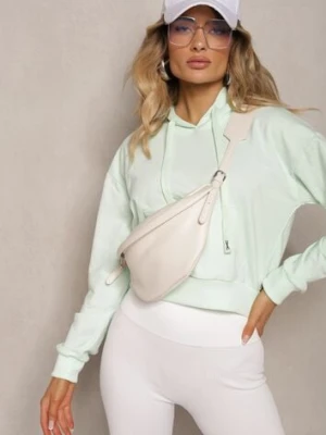 Miętowa Bluza z Kapturem i Bawełną Ozdobiona Ściągaczami Evianae j.style