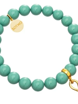 Miętowa bransoletka nieskończoność symbol infinity złoto perły Jade SWAROVSKI® ELEMENTS SOTHO