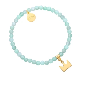 Miętowa bransoletka z fasetowanego jadeitu ze złotą koroną SOTHO