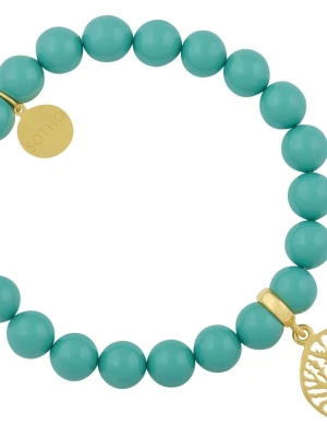 Miętowa bransoletka z symbolem drzewa i perłami SWAROVSKI® ELEMENTS SOTHO
