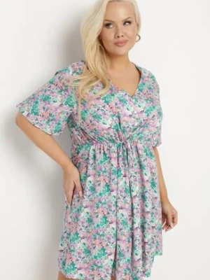 Miętowa Koszulowa Sukienka z Wiskozą Ozdobiona Wiązaniem Edirilira melya by melody