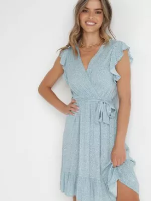 Miętowa Sukienka z Paskiem Rartho rosa