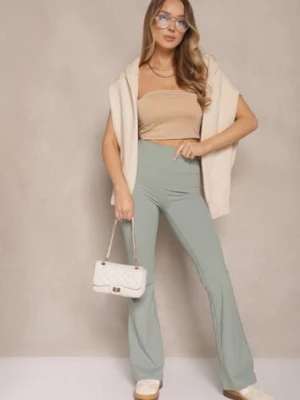 Miętowe Legginsy Dzwony High Waist Korivienne romee's