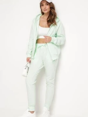 Miętowe Spodnie Dresowe z Gumką w pasie i Troczkiem Halemia j.style