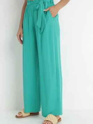 Miętowe Spodnie Szerokie Pheriko rosa