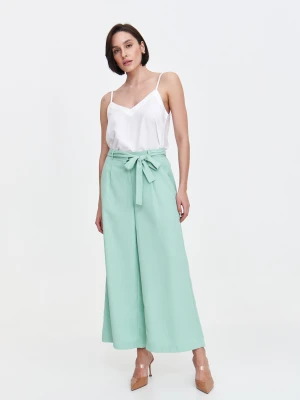 Miętowe spodnie z szeroką nogawką Top Secret