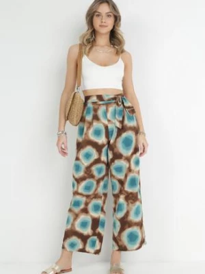 Miętowo-Brązowe Spodnie Elitea r&f fashion