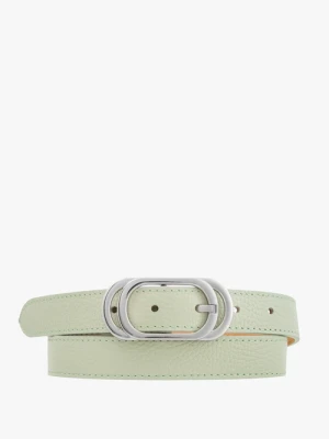 Miętowy pasek damski ze srebrną klamrą Ryłko