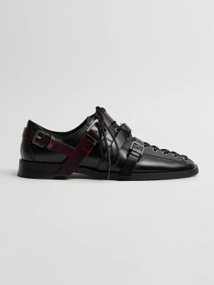 Miista loafersy damskie skórzane Cobie bordowy