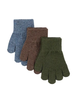mikk-line Rękawiczki (3 pary) w kolorze jasnobrązowym, niebieskim i zielonym rozmiar: 128-176