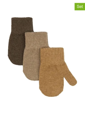 mikk-line Rękawiczki (3 pary) w kolorze karmelowym, jasnobrązowym i ciemnobrązowym rozmiar: 98/104