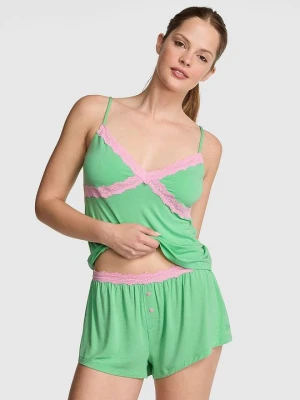 PINK Modalowe mikro szorty z koronką Victoria's Secret Zielony