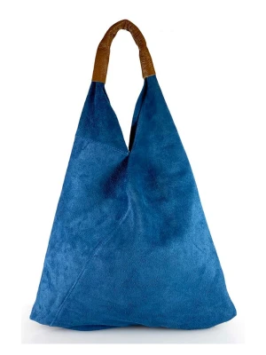 Mila Blu Skórzana torebka "Mirtillo" w kolorze niebieskim - 34 x 39 x 8 cm rozmiar: onesize