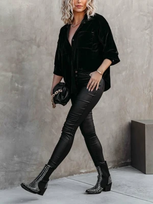 Milan Kiss Aksamitna koszula w kolorze czarnym rozmiar: S