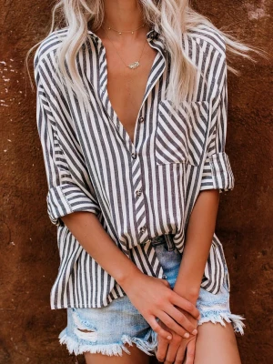 Milan Kiss Bluzka w kolorze biało-antracytowym rozmiar: M