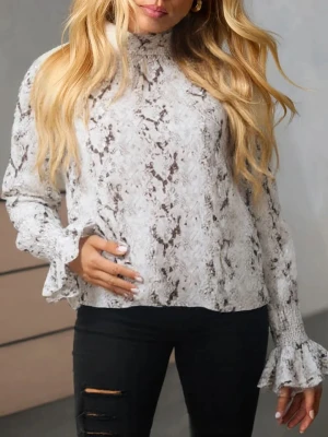 Milan Kiss Bluzka w kolorze biało-brązowym rozmiar: M