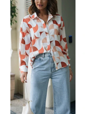 Milan Kiss Bluzka w kolorze biało-pomarańczowym rozmiar: S