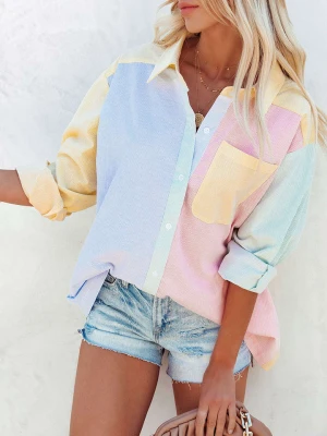Milan Kiss Bluzka w kolorze błękitno-żółto-jasnoróżowym rozmiar: M