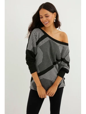 Milan Kiss Sweter w kolorze czarno-jasnoszarym rozmiar: S
