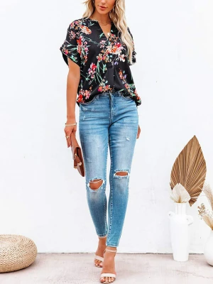 Milan Kiss Bluzka w kolorze czarnym ze wzorem rozmiar: M