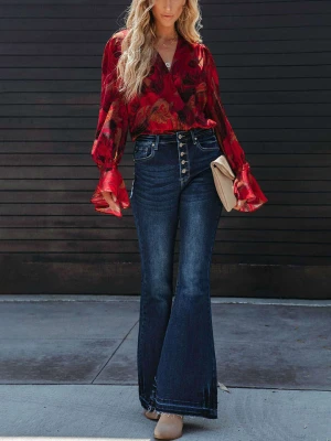 Milan Kiss Bluzka w kolorze czerwono-czarnym rozmiar: L