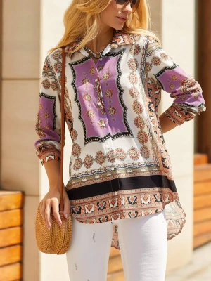 Milan Kiss Bluzka w kolorze fioletowo-kremowym rozmiar: S
