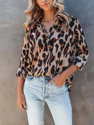 Milan Kiss Bluzka w kolorze jasnobrązowo-czarnym rozmiar: S