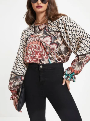 Milan Kiss Bluzka w kolorze kremowo-czarnym rozmiar: L