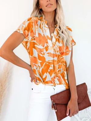Milan Kiss Bluzka w kolorze pomarańczowo-białym rozmiar: M