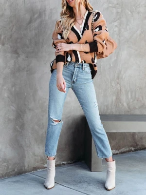 Milan Kiss Kardigan w kolorze jasnobrązowo-czarno-kremowym rozmiar: S