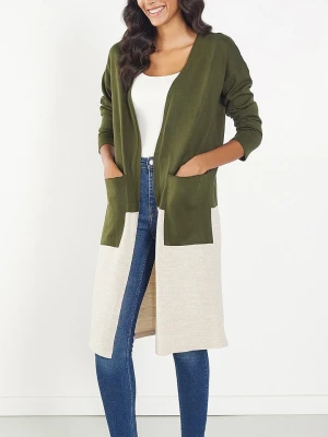 Milan Kiss Kardigan w kolorze oliwkowo-kremowym rozmiar: M